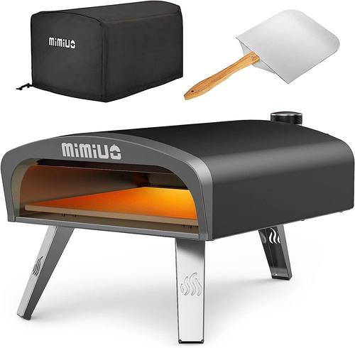 Mimiuo 12" Gas Pizza Oven Outdoor 33Lbs, 60S Bake, w/Stone, Peel & Cover