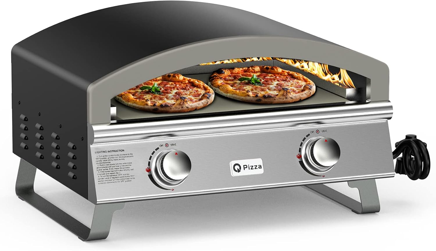 25" Large Propane Pizza Oven, 2-Burner Gas Pizza Maker, PS103
