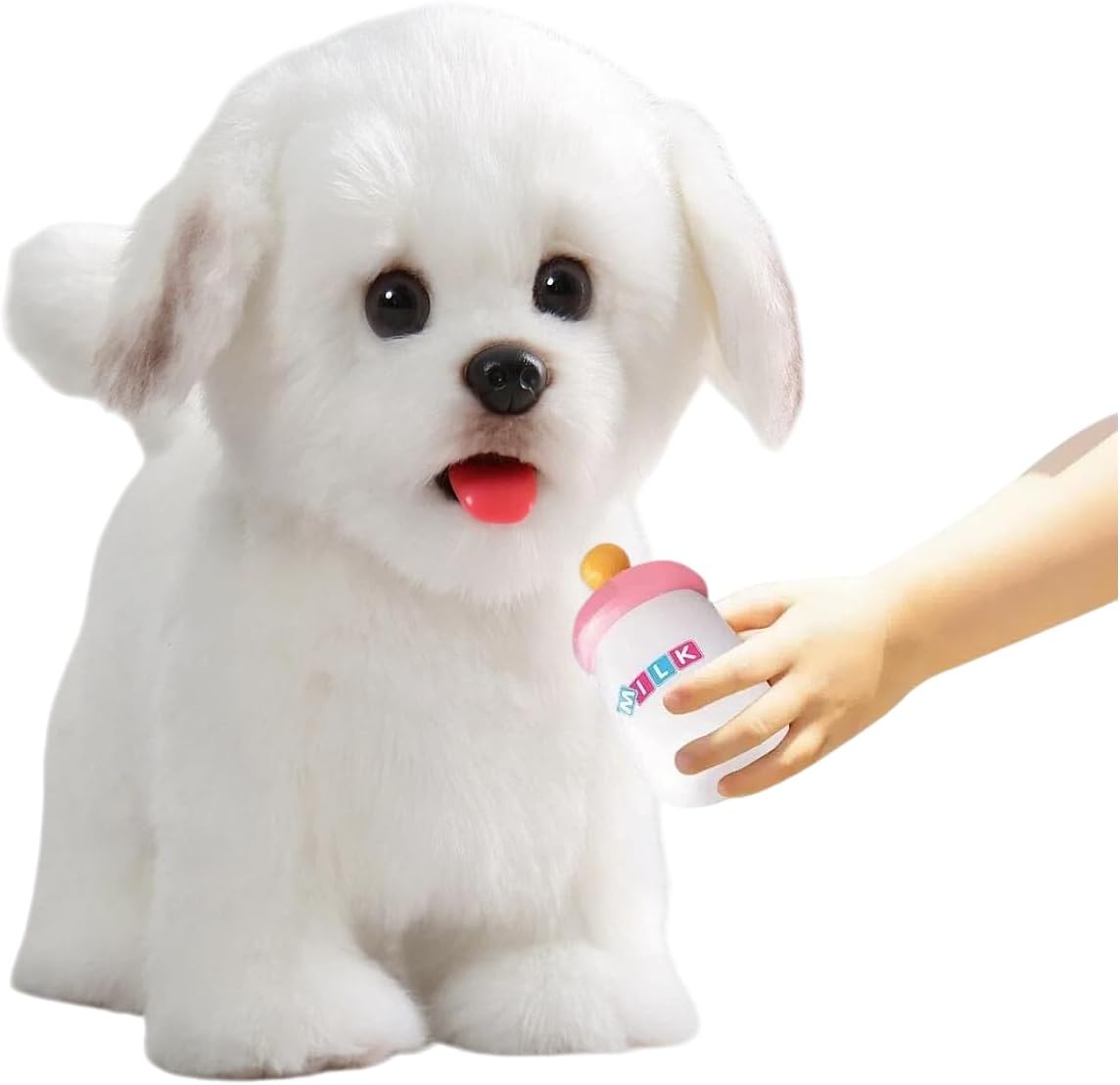 CU-MATE Plush Interactive Maltese Simulation Dog-Realistic Puppy Electronic Toy Dog with Walking/Barking/Wagging Tail/Talking-Like Real Robotic Present : Toys & Games