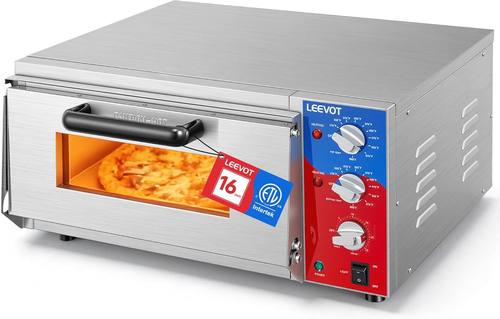 LEEVOT Commercial Double Deck 16 Inch Electric Pizza Oven | 3600W Countertop Pizza Maker with Pizza Stone for Restaurant, Food Truck & Indoor Use | ETL Certified, 120V